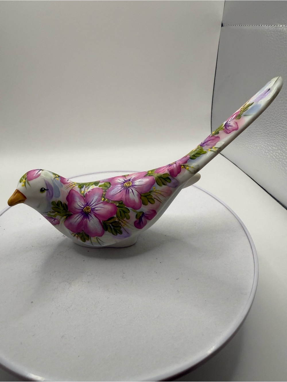 One of a kind Hand-Painted by CC Hardeman Floral Bird Figurine - Pink